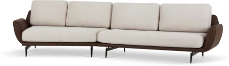 Диван Ispani угловой левый ОГОГО (арт.798829), (Ткань,Экокожа/Коричневый,Бежевый)