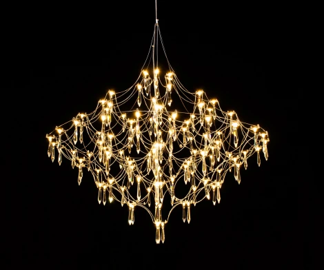 Подвесная люстра диммируемая Kink Light Галанта 07881-80,33(21) золото Led 66*0,5W с пультом ДУ (регулировка яркости, 220V, на тросе)