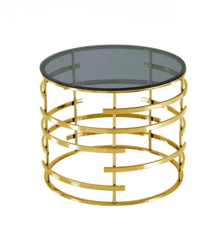 Журнальный столик Stool Group Инфлюэнс 60*60 стекло smoke сталь золото УТ000036341