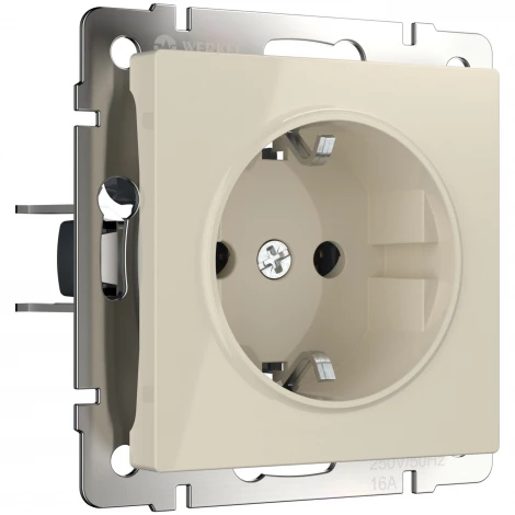 Розетка с заземлением и шторками (слоновая кость) Werkel W1171103 (a051480)