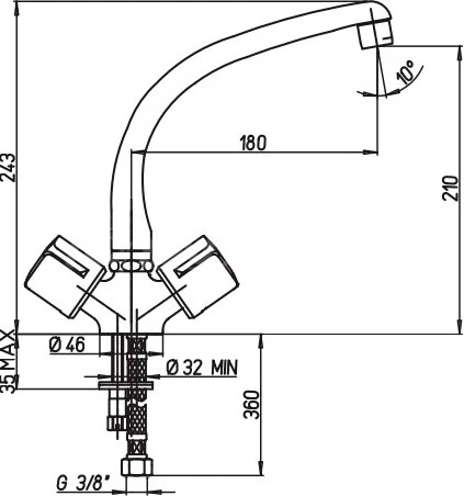 Смеситель Paini Tevere 10CR571FFQLMKM для кухонной мойки