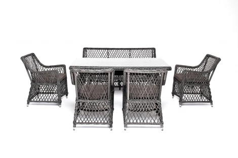 Обеденная группа плетеная на 6 персон, цвет графит 4SIS Катания KATS2C4T-6-SET graphite