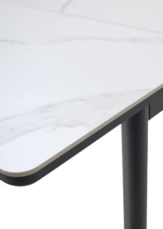 Стол ТЕТ-А-ТЕТ 120  Белый мрамор, керамика / Черный каркас М-City