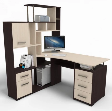 Стол компьютерный Woodville Джаз-15 левый венге / дуб молочный 318938