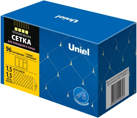 Сетка светодиодная с эффектом мерцания. 1.5х1.5м. Соединяемая. 96 светодиодов. Теплый белый свет. ULD-N1515-96/TTK WARM WHITE IP44