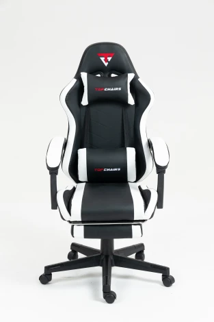 Кресло спортивное TopChairs Prophet с оттоманкой черно-белый арт.УТ000039480