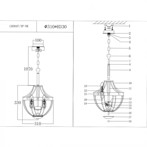 Подвесная люстра Lumien Hall Novara LH3047/3P-NK