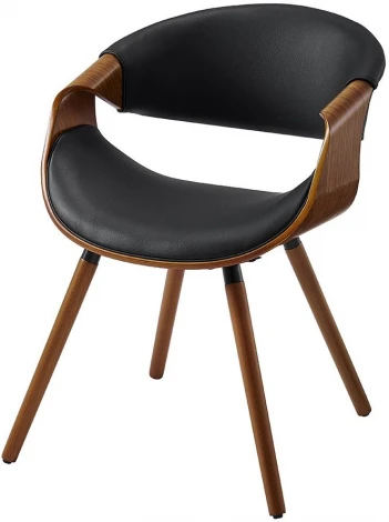 Стул ESF JY1829 черный PU/орех/Экокожа,Шпон,Массив дерева