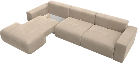 Диван угловой Лига-036 НПБ Классик Лонг левый угол (Бежевый/Велюр) Лига Диванов арт.121390L