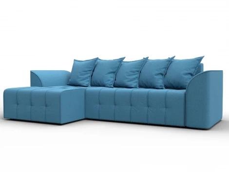 Диван угловой Лига-113 угол левый (ДСП,Рогожка/Голубой) Лига Диванов 136705L