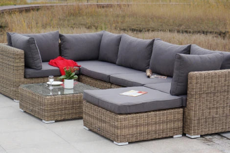 Трансформирующийся диван из искусственного ротанга, цвет соломенный 4SIS Лунго YH-C1033W-SET