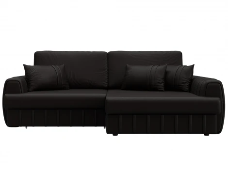 Диван угловой Лига-057 НПБ угол правый (ЛДСП,Брус,Фанера/Пластик/Экокожа/Коричневый) Лига Диванов 130033