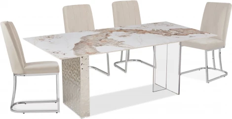 Стол обеденный IST-CASA Ардео Силвер DT-3101, 200x100x75 см, белый мрамор
