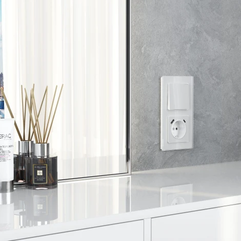 Выключатель одноклавишный проходной (белый акрил) Werkel W1112041 (a064000)