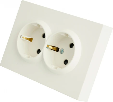 Розетка двойная с заземлением и шторками (белый) Stekker Эмили 49882