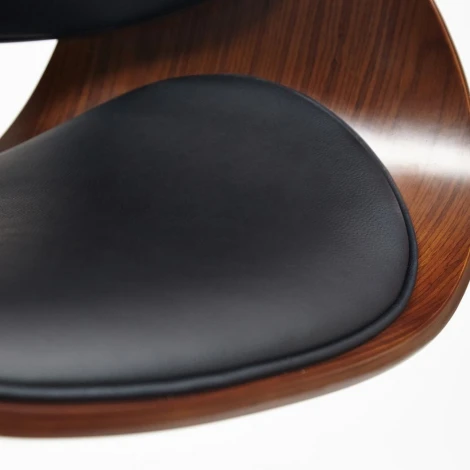 Барный стул LANDO (mod.4036) черный/орех/хром (металл/дерево/экокожа)