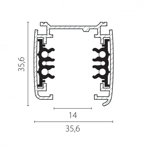 Шинопровод трехфазный накладной шестиконтактный со стыковочными пазами Lightstar Quattro/DALI/ 504028-DALI 2 метра 220V