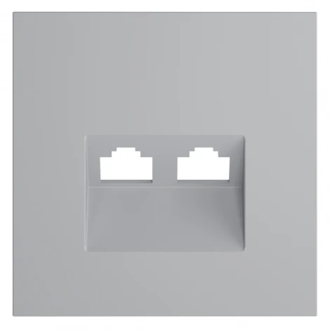 Накладка для розетки компьютерной двойной RJ45+RJ45 кат.6 (серый) Voltum S70 VLS001416