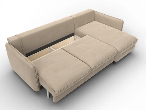 Диван угловой Лига-064 НПБ угол универсальный (ДСП/Дерево/Велюр/Бежевый) Лига Диванов 134769