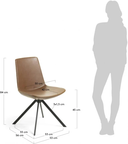 Обеденный стул La Forma (ex Julia Grup) Zeva (Коричневый/ Пена,Металл,Сталь)