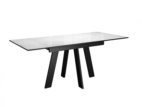 Стол DikLine SFM120 стекло Оптивайт Белый мрамор/подстолье черное/опоры черные 00-00083007