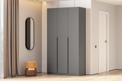 Шкаф распашной с наполнением Арника (7 полок + штанга) ШК 5 (1200), Графит