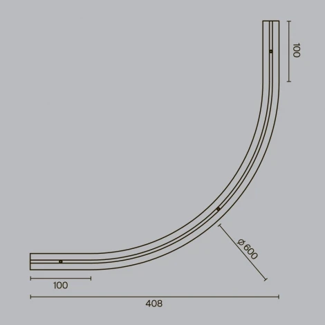 Коннектор радиусный R600 встраиваемый под ГКЛ 9,5мм черный Maytoni Accessories for tracks Levity TRA184-R600-12B