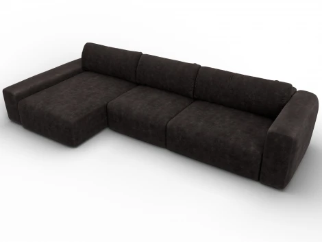 Диван угловой Лига-066 НПБ Лонг угол левый (ЛДСП,Фанера,Брус,Велюр/Коричневый) Лига Диванов 131220L