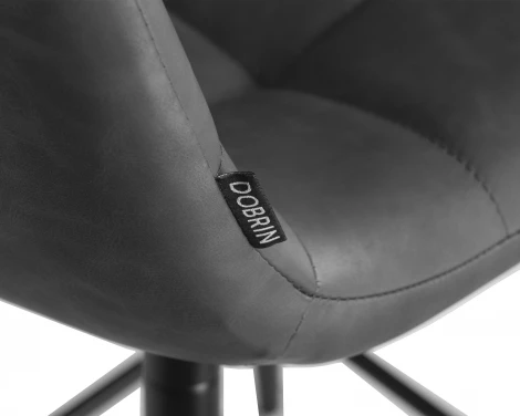 Набор 2 шт стул полубарный DOBRIN OLIVIA (черные матовые ножки, серая антрацитовая винтажная экокожа (RU-08))