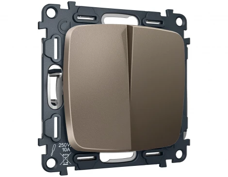 Комплект механизма двухклавишного перекрестного выключателя встраиваемый (темная бронза матовый) Ambrella Volt QUANT MO633030
