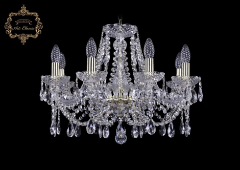 Подвесная люстра Art Classic 11.21 11.21.8.200.Gd.Sp (220V, хрусталь, на цепи, подсвечник, свеча)
