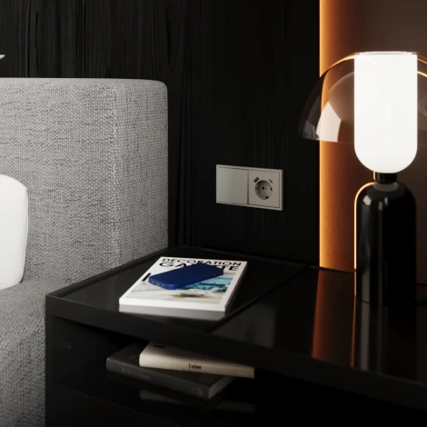 Перекрестный переключатель встраиваемый IP30 Voltum S70 VLS020505 двухклавишный 10А, (сталь)