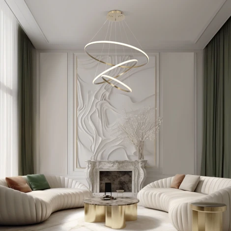 Подвесной светильник ярусный Eurosvet Collars 90264/3 латунь (регулировка яркости, LED, 220V, пульт управления, на тросе)