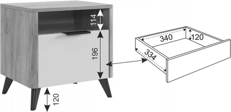 Адам Тумба прикроватная, цвет дуб крафт золотой/графит Mebelson (арт.MSA-01.2564)
