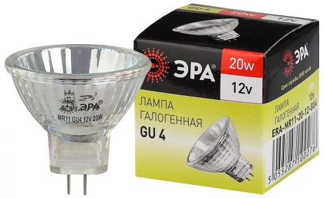 Лампочка галогеновая GU4 20W ЭРА GU4-MR11-20W-12V-30CL