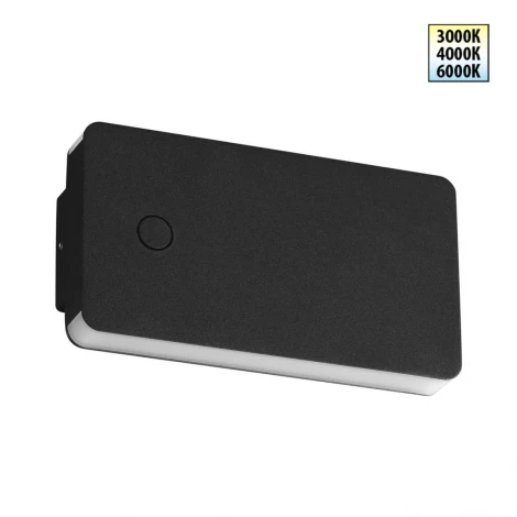 Настенный уличный светильник с переключ. цв. температуры Novotech Strait 359590 черный IP54 LED 10W 220V 3000К\4000К\6000К
