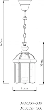 Подвесной светильник Arte Lamp Rimini A6505SP-3AB