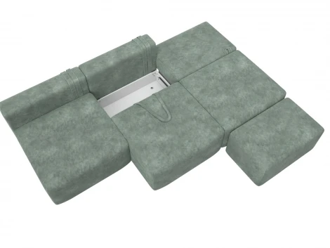 Диван прямой модульный с пуфом Лига-060 НПБ Лонг (ЛДСП,Брус,Фанера/Пластик/Велюр/Зеленый) Лига Диванов 129490