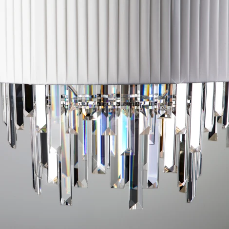 Подвесная люстра Wi-Fi Eurosvet Amantea 10122/6 хром/прозрачный хрусталь Strotskis Smart (10106/6) (220V, управление смартфоном, голосовое управление, умный дом - Minimir Home, Алиса, Маруся, Салют, на тросе, круглые)