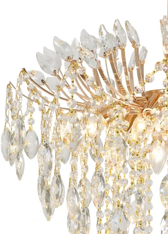 Потолочная люстра на штанге Escada Dimosari 2104/8P Gold 8x40Вт E14, металл/хрусталь, золото/прозрачный (220V)