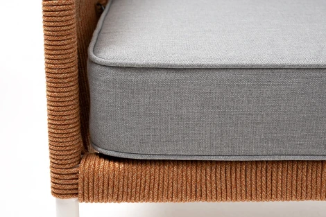 "Канны" кресло плетеное из роупа, каркас алюминий светло-серый (RAL7035) муар, роуп светло-серый круглый, ткань светло-серая 4SIS арт.УТ-00009478