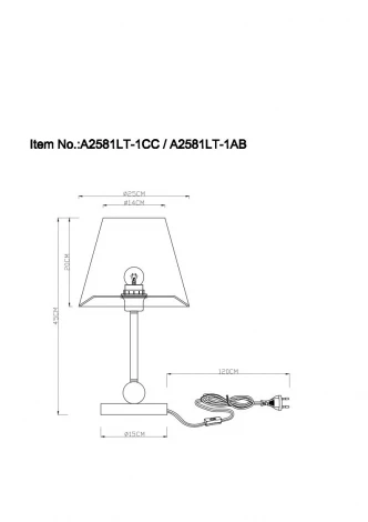 Интерьерная настольная лампа Arte Lamp Elba A2581LT-1CC (220V, выключатель)