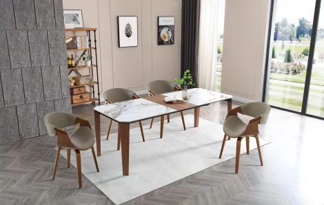 Стол ESF DT8843CW (180) белый мрамор керамика/Керамика,Металл,Дерево