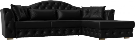 Диван угловой Артис правый угол (Черный/Экокожа) Лига Диванов арт.121634
