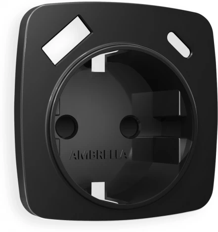 Лицевая панель Ambrella Volt OMEGA (Черный матовый) для электрической розетки с заземлением со шторками 2USB A+С QUANT OP8100