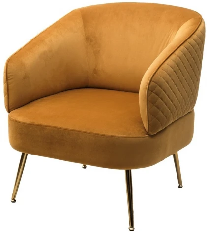 Кресло MUSSELS BLUVEL-68 желтый, велюр / золотой каркас М-City