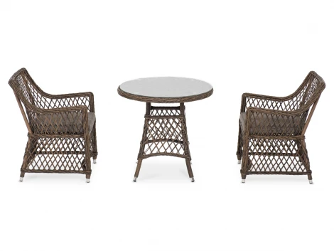 Обеденная группа плетеная, цвет коричневый 4SIS Эспрессо-80 L ECL2T1-3-SET brown