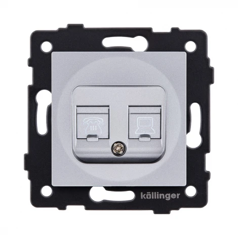 Розетка двойная RJ11 + RJ45 серый Kollinger REA-011GY для Aspekt, Eleganz, Reflex