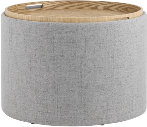 Пуф-столик с ящиком Хюгге L рогожка серый УТ000035341