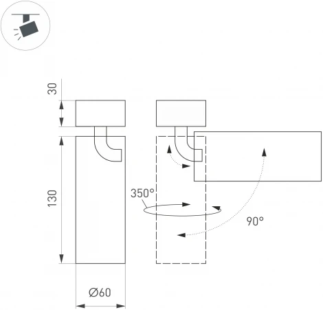 Накладной точечный светильник SP-GABI-SURFACE-FLAP-R60-12W Day4000 (BK, 60 deg, 230V) (Arlight, IP40 Металл) 052349 (LED)